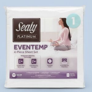 Sealy Platinum Eventemp 4-Piece White Twin Sheet Set